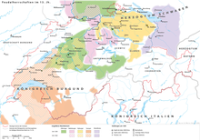 Territorial claims of the Habsburgs around 1200