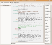 Una captura de pantalla de XChat, un cliente de IRC multiplataforma.