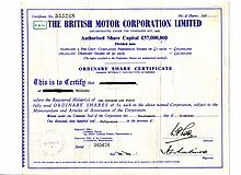 Un certificado de acciones de BMC  