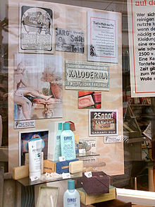Window display on the history of soap