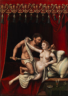 Sextus Tarquinius harasses Lucretia, 16th century.