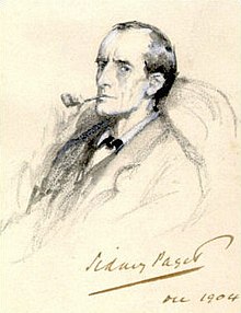 Sherlock Holmes , charcoal drawing by Sidney Paget, 1904