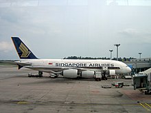 Singapore Airlines Airbus A380 op Singapore Changi Airport