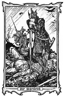 Mordred, Arthurs laatste vijand volgens Geoffrey van Monmouth, geïllustreerd door H. J. Ford (1902)