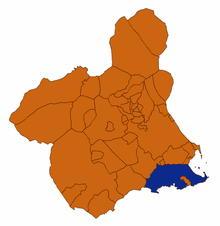 Waar Cartagena ligt in Murcia  