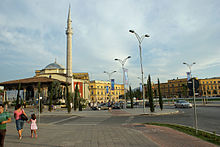 Skanderbeg Square with the Et'hem Bey Mosque and the ensemble of buildings of the ministries