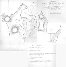 Skiss över Sydney Cove, juli 1788  