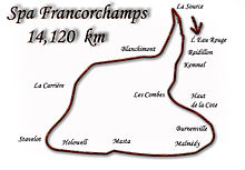 Het 8,7 mijl lange Spa-Francorchamps, gebruikt van 1946 tot 1970  