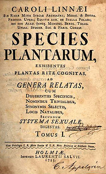 In Species Plantarum (1753) Linné used for the first time consistently two-part names for plant species, as they are still common in modern botanical nomenclature.