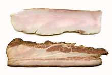Top: Smoked back baconBottom : Smoked and whole baked belly bacon
