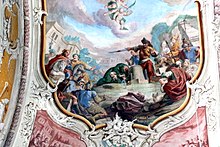 Beheading of St. Paul, ceiling fresco (1768) in Söll (Tyrol)