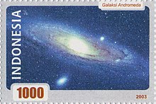 Indonesian stamp 1000 Rupiah "Galaksi Andromeda", 2003