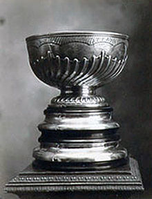 The Stanley Cup in 1921, with the first rings from 1893 and 1909.