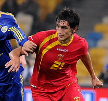 Savić grający przeciwko Ukrainie w 2012 roku