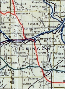 Mapa ferroviario del condado de Dickinson de 1915-1918  