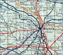 1915 spoorwegkaart van Sedgwick County