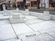 The floor relief at Regensburg's Neupfarrplatz designed by Dani Karavan, which traces the ground plan of the medieval synagogue