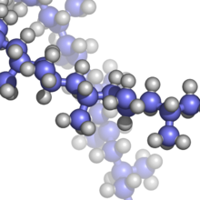 Polypropylene (sphere-rod model; blue: carbon; grey: hydrogen)