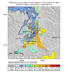 Map Tacoma Earthquake 1965