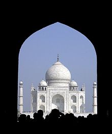 The bulging dome of the Taj Mahal can be derived from Persian models, Agra