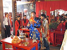 Taoist ancestor worship in an ancestral shrine in Chaoyang.