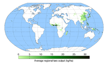 Map of worldwide taro production