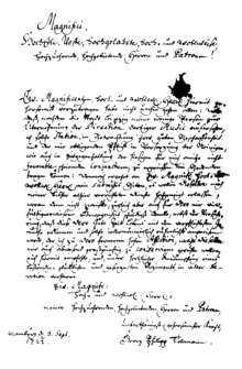Telemann's request for dismissal to the Hamburg councillors in 1722