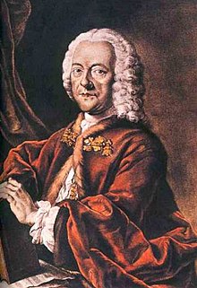 Georg Philipp Telemann, coloured aquatint by Valentin Daniel Preisler after a lost painting by Ludwig Michael Schneider (1750)