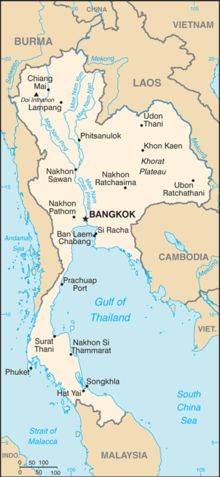 Kaart van Thailand