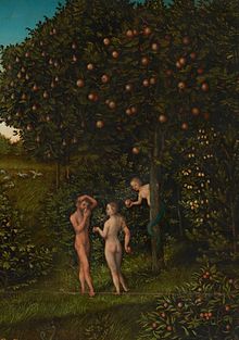 Lucas Cranach the Elder: The Tree of Knowledge, detail of the painting "Paradise" in the Kunsthistorisches Museum, Vienna