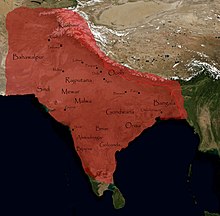 Imperiul Mughal, în cea mai mare extindere a sa, cca. 1707  