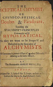 The Sceptical Chymist -teoksen (1661) nimiölehti.  