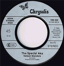 The label of the original German single shows the original song title, Nelson Mandela