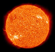 A star like the sun emits not only light but also radiation in the extreme ultraviolet range (false color representation of solar emission at 30 nm)