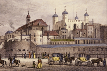 Thomas H. Shepherd: "Tower of London from Tower Hill". Created in the early 19th century