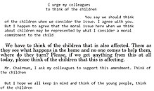 "Denk aan het argument van de kinderen" dat in het Amerikaanse Congres wordt gebruikt...