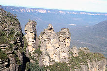 Rotsen bekend als de Three Sisters, Blue Mountains  