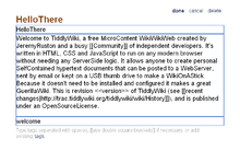Simple wikitext examples in the edit mode of TiddlyWiki