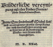 Front page of the Schleitheim articles