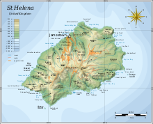 Mapa topográfico de Santa Helena.