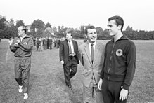 Fritz Walter with Franz Beckenbauer (right) and Helmut Schön (left), Malente (1965)