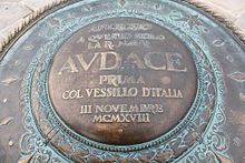 Memorial stone on the Molo Audace, previously Molo San Carlo, to the Italian occupation on November 3, 1918.