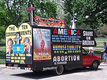 A "Truth Truck" on the campus of Ohio State University.