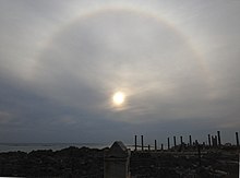 A 22° ring over the Al Mina antiquity site of Tyros, 2019.
