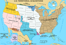 The thirteen colonies, independent since 1783, and the further territorial expansion of the United States towards the West