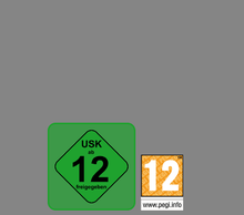 una verificación USK comparada con una verificación PEGI en un paquete de juegos de Nintendo DS