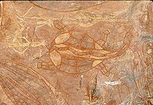 Pintura rupestre aborígine em Ubirr