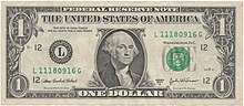 Přední strana dolarové bankovky