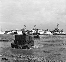 Universal Carriers of the 50th Division reach Gold Beach