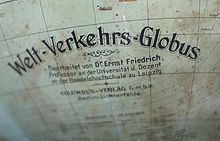 Cartouche of the world traffic globe in the Überseemuseum Bremen